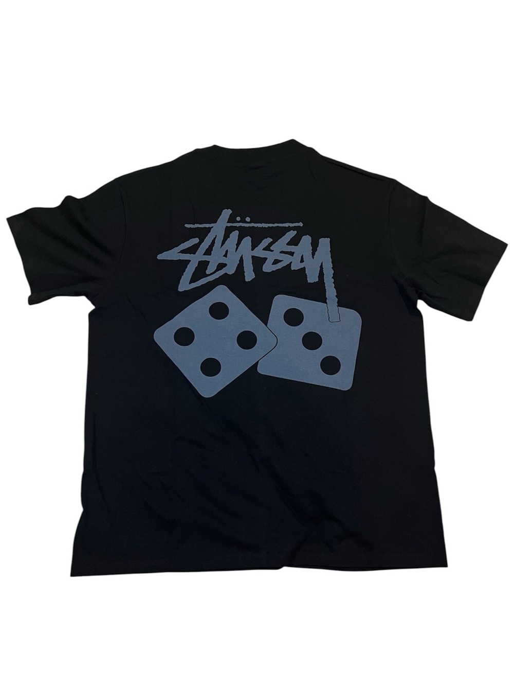 Stussy Black Short Sleeve Tee with Dice Graphic
